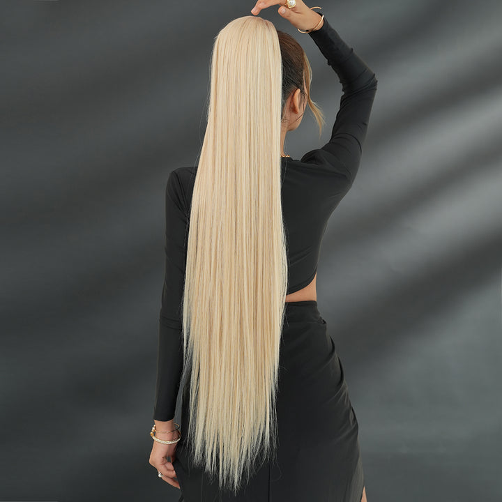 Coadă Păr Lung Foarte Deasă Păr Drept 100 cm - Pure Blonde