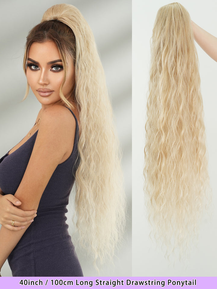 Coadă Păr Foarte Deasă Bucle Crețe 90 cm - Beige Blonde