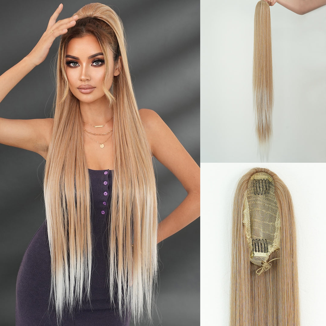 Coadă Păr Lung Foarte Deasă Păr Drept 100 cm - Light Beige Blonde