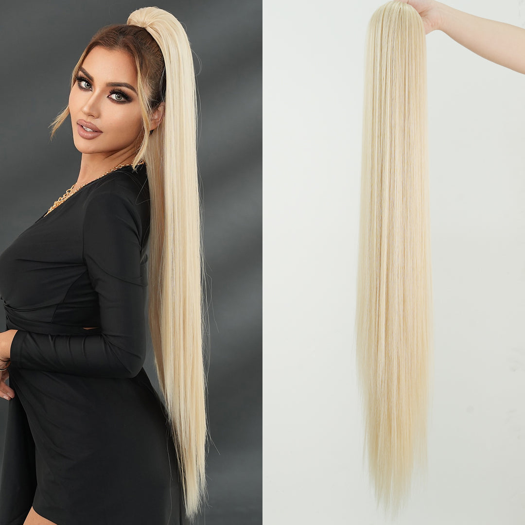 Coadă Păr Lung Foarte Deasă Păr Drept 100 cm - Pure Blonde