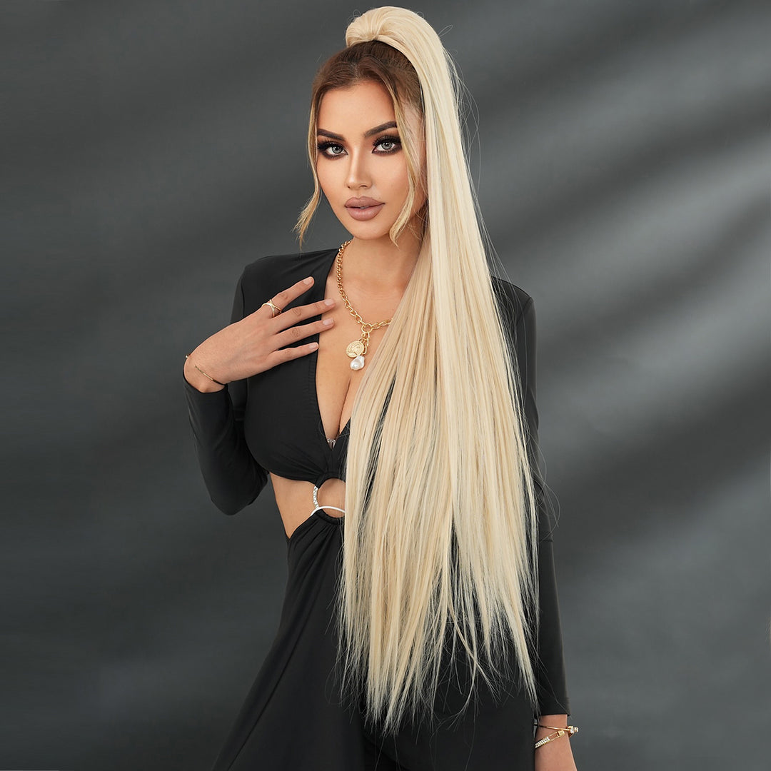 Coadă Păr Lung Foarte Deasă Păr Drept 100 cm - Pure Blonde